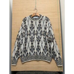 Vintage JJ Cochran‎ Argyle Pattern Knit Sweater XL Made in USA